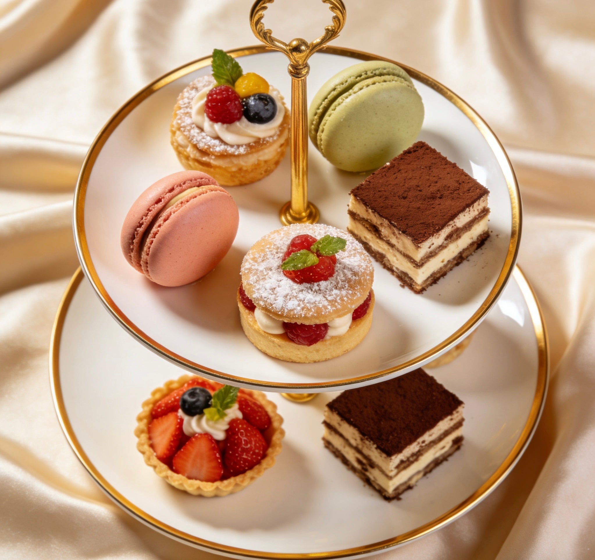 Elegant Gold Accent Tiered Stand For Exquisite Afternoon Tea Dessert Display & Luxury Entertaining