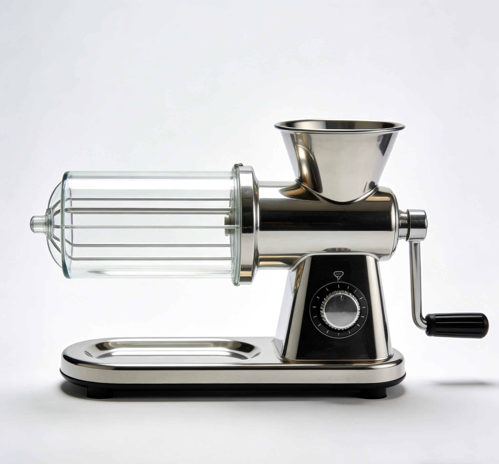 Modern Compact Manual Citrus Juicer With Clear Juicing Chamber & Sleek Black Base For Fresh, Homemade Juice