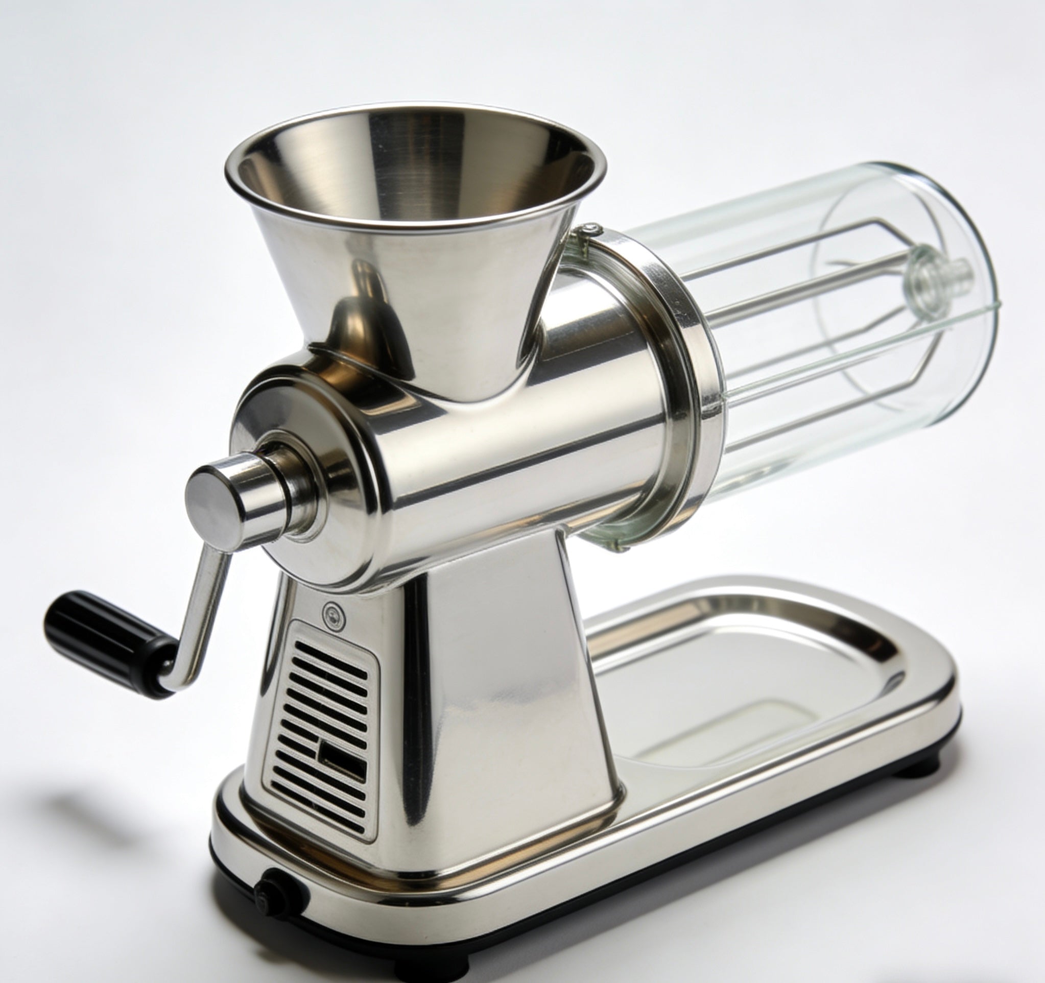 Modern Compact Manual Citrus Juicer With Clear Juicing Chamber & Sleek Black Base For Fresh, Homemade Juice
